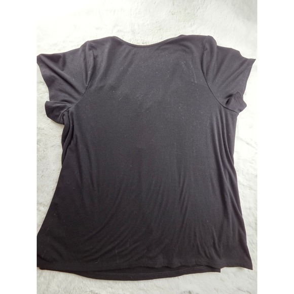 Torrid Super Soft Ribbed Black Lace Up Neck Short Sleeve Top Plus Size 6‎ - Picture 2 of 8